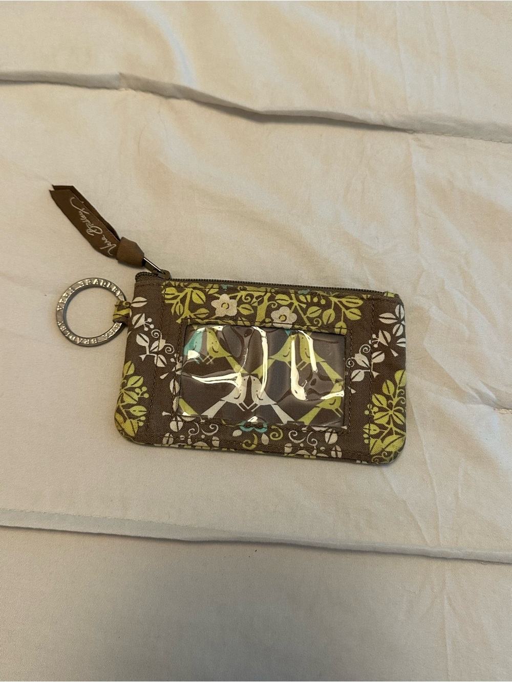 Vera Bradley Brown & Lime Floral ID Keyring Wallet